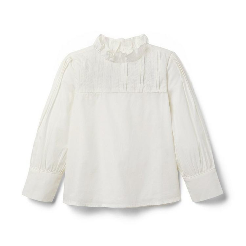 Janie and Jack | White Pintuck Ruffle Collar Blouse | 8